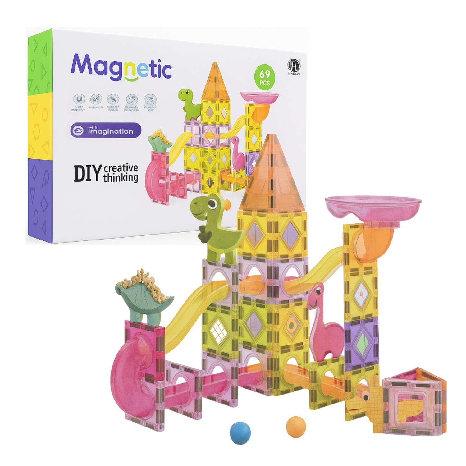 JUEGO BLOQUES MAGNETICOS CONSTRUCCION 69 PIEZAS TOBOGAN - 1