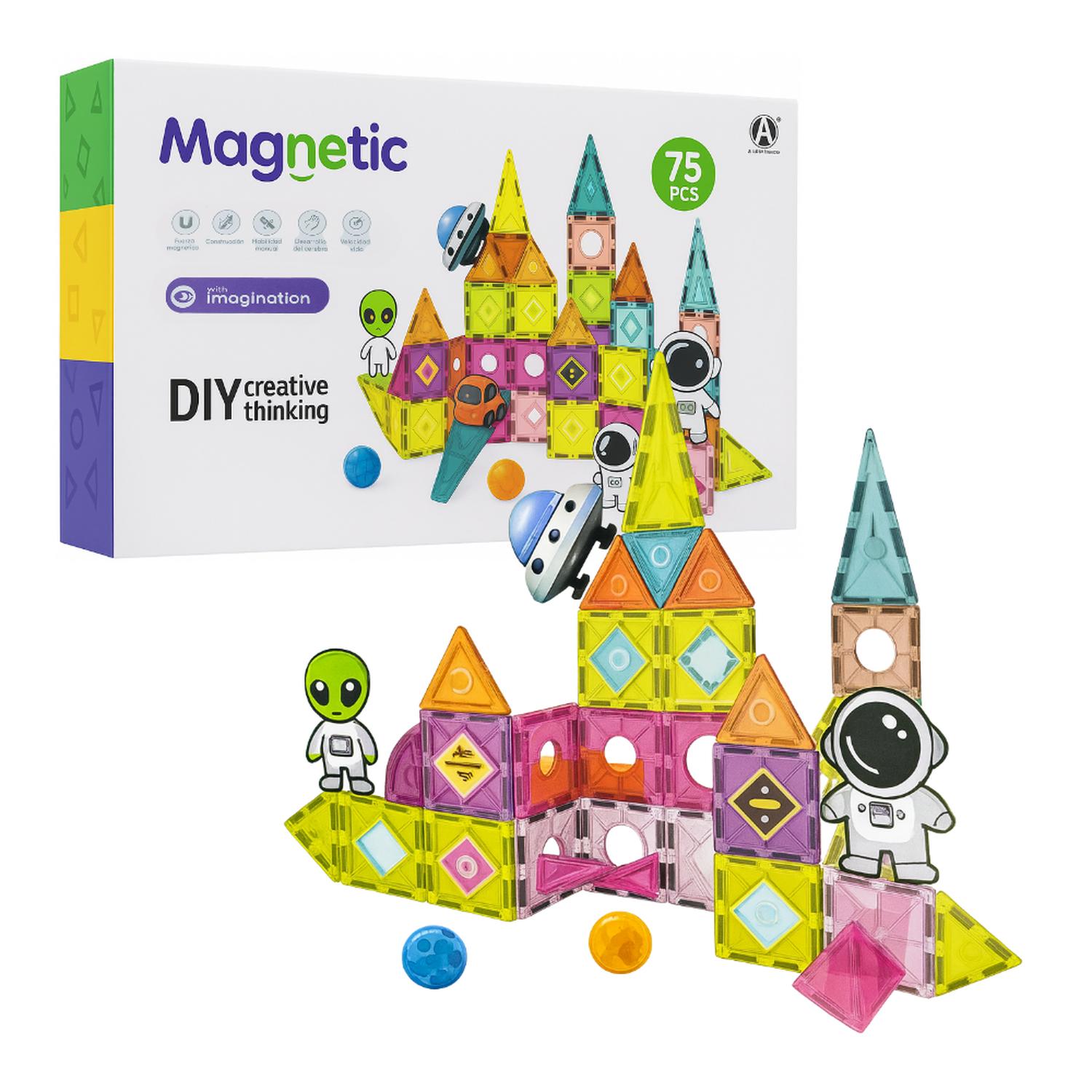 JUEGO BLOQUES MAGNETICOS CONSTRUCCION 70 PIEZAS EDUCATIVO - 1