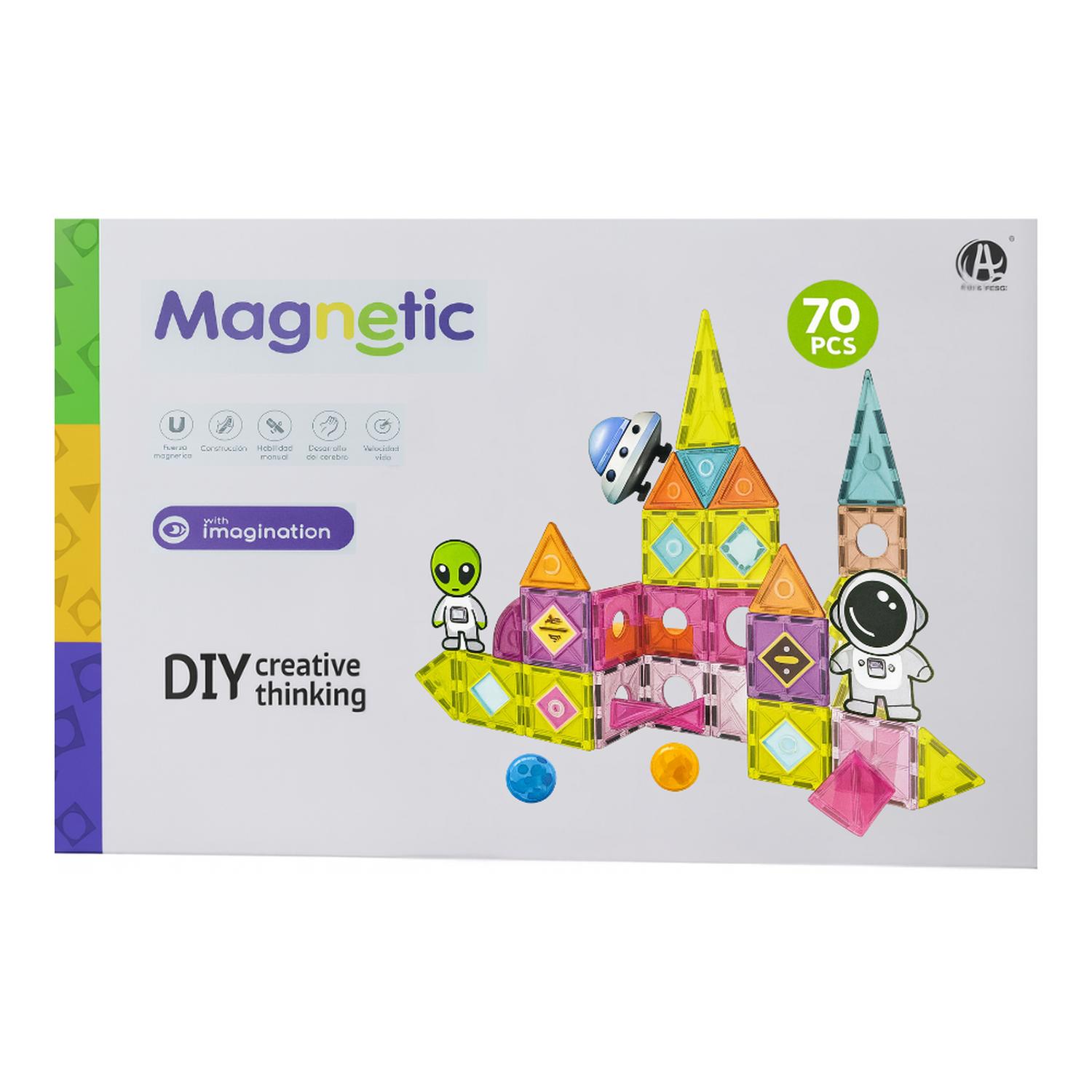 JUEGO BLOQUES MAGNETICOS CONSTRUCCION 70 PIEZAS EDUCATIVO - 5
