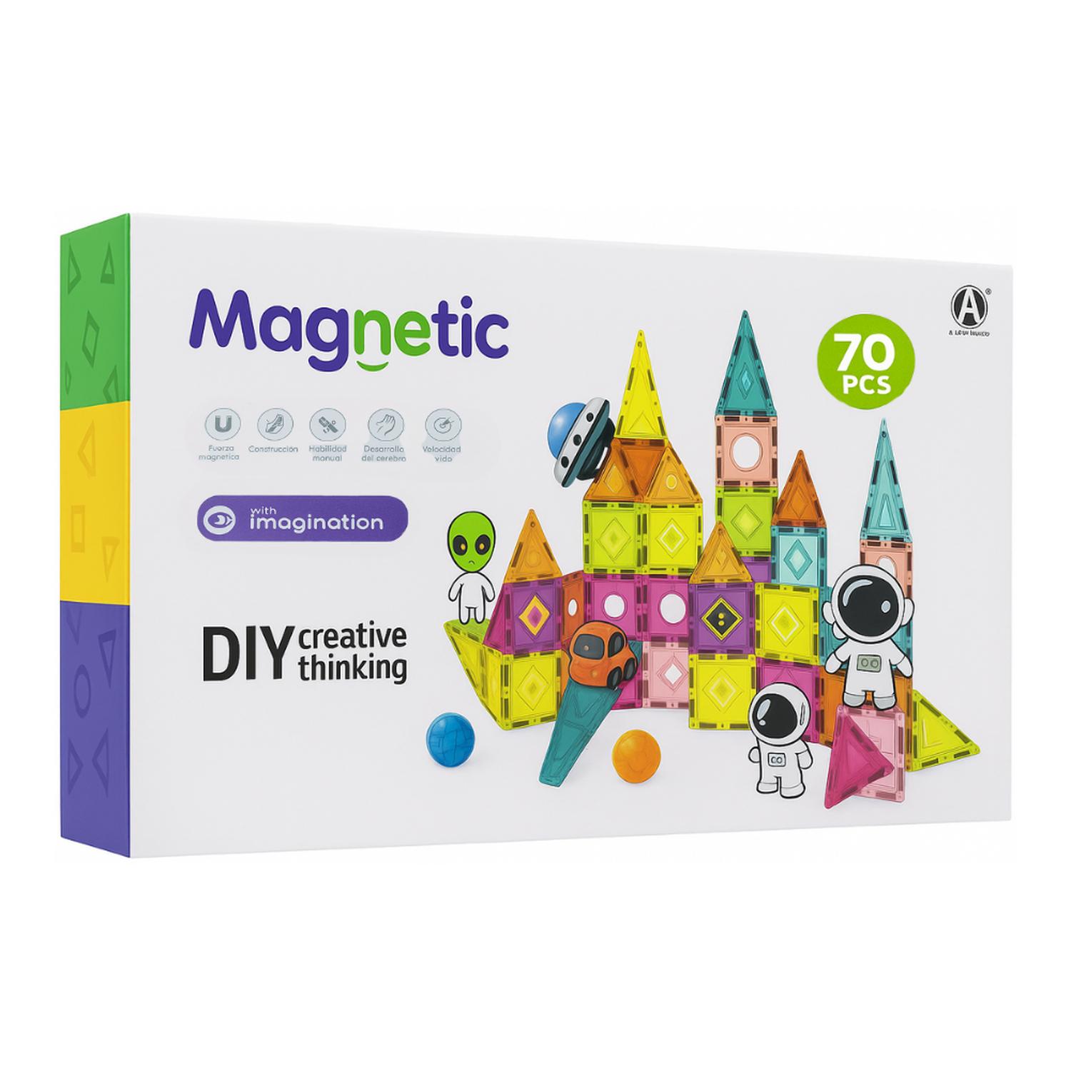 JUEGO BLOQUES MAGNETICOS CONSTRUCCION 70 PIEZAS EDUCATIVO - 6
