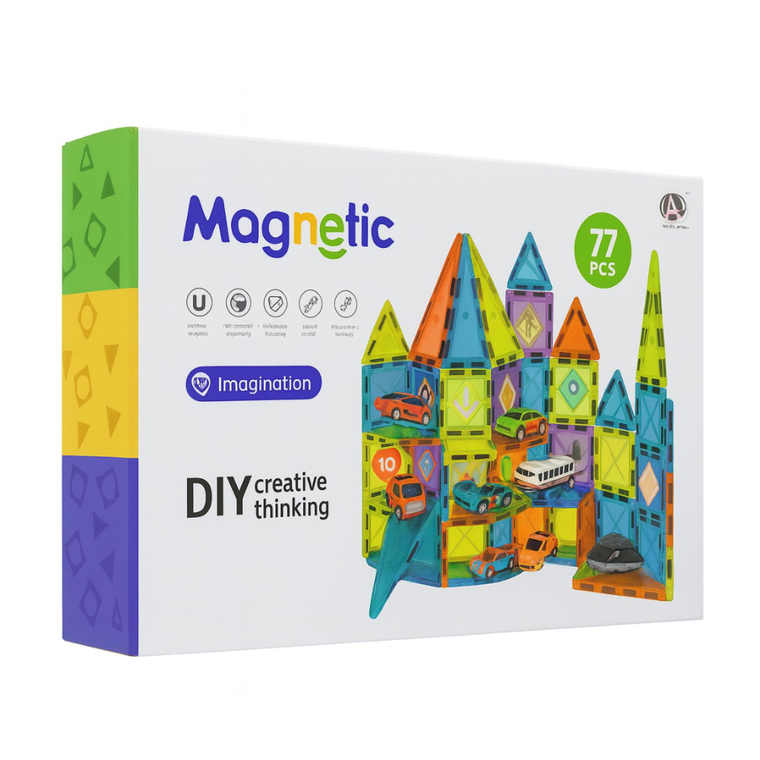 JUEGO BLOQUES MAGNETICOS CONSTRUCCION 77 PIEZAS EDUCATIVO - 1