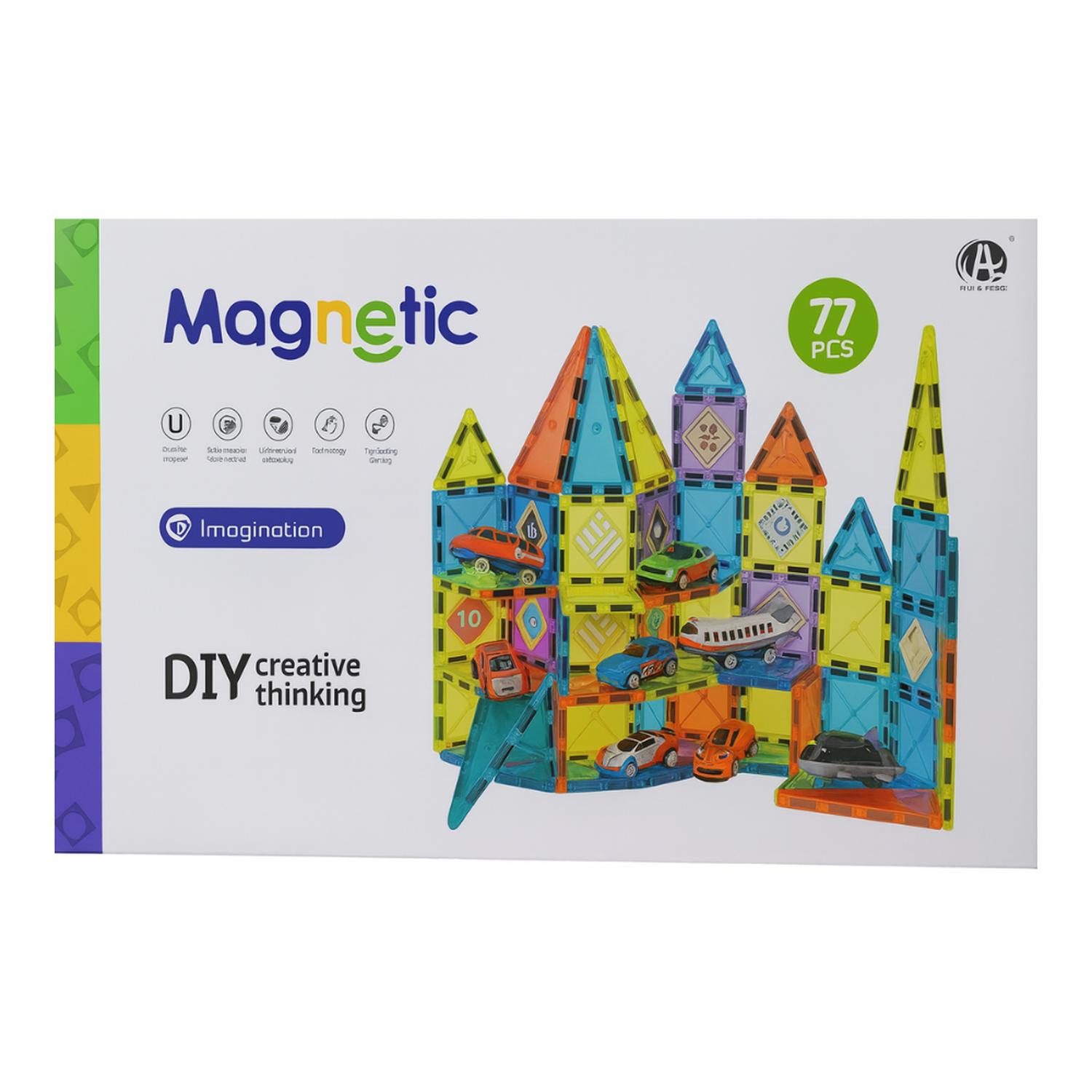 JUEGO BLOQUES MAGNETICOS CONSTRUCCION 77 PIEZAS EDUCATIVO - 2