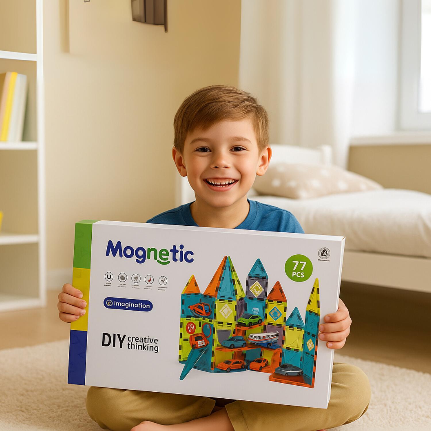 JUEGO BLOQUES MAGNETICOS CONSTRUCCION 77 PIEZAS EDUCATIVO - 4