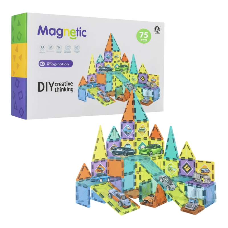 JUEGO BLOQUES MAGNETICOS CONSTRUCCION 75 PIEZAS EDUCATIVO