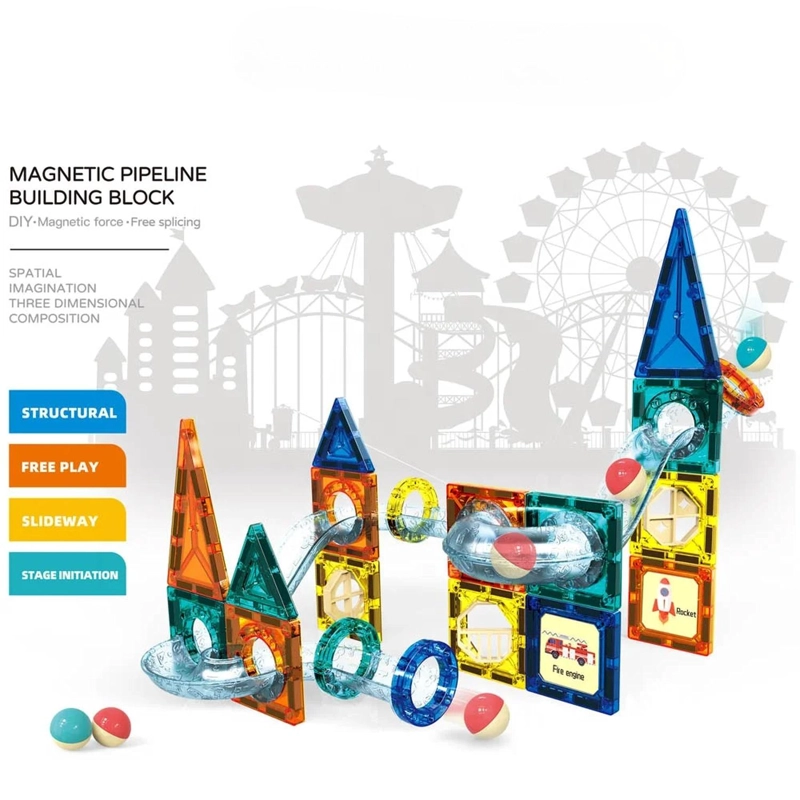 JUEGO BLOQUES MAGNETICOS CONSTRUCCION 42 PIEZAS TOBOGAN - 9