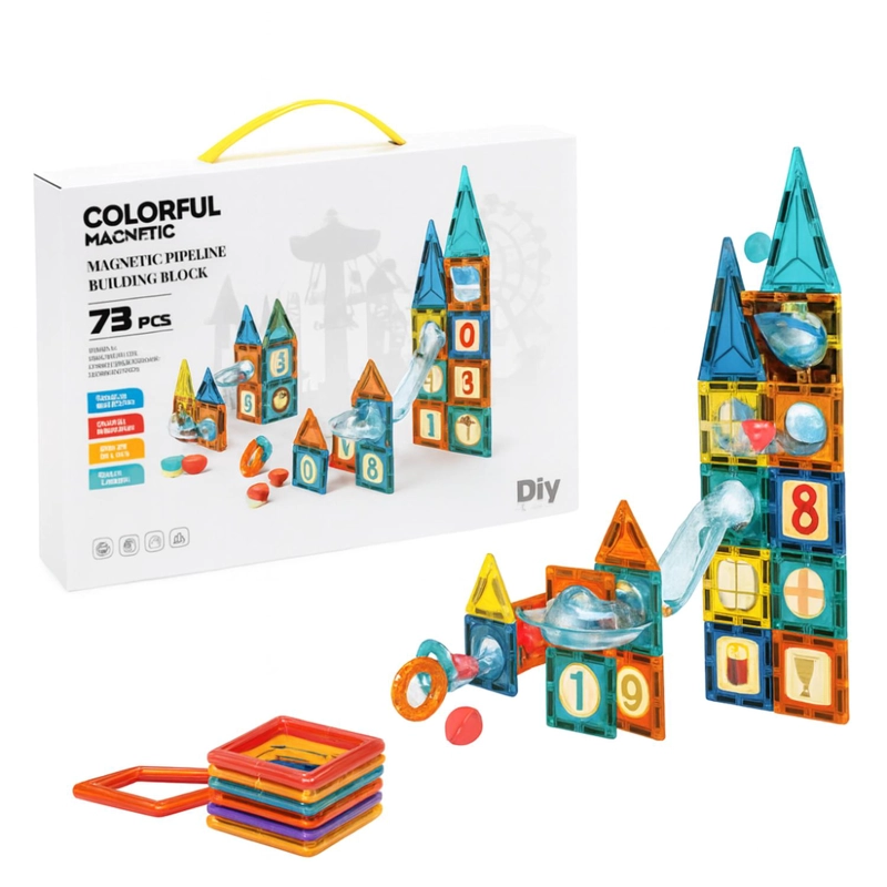 JUEGO BLOQUES MAGNETICOS CONSTRUCCION 73 PIEZAS TOBOGAN - 1