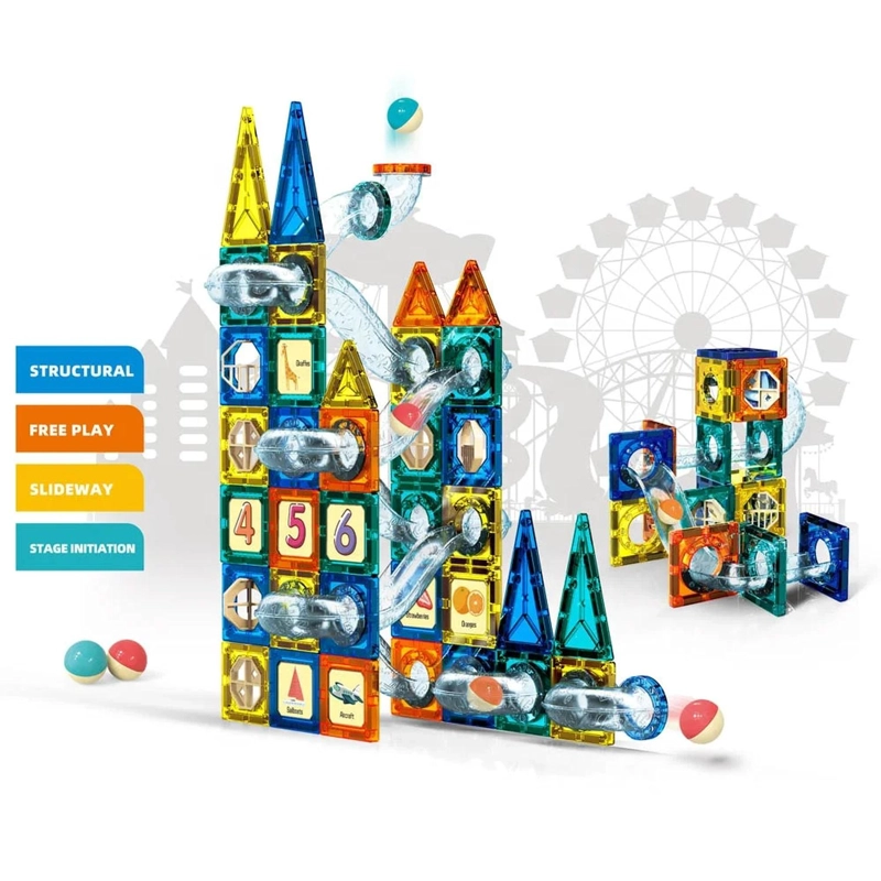 JUEGO BLOQUES MAGNETICOS CONSTRUCCION 73 PIEZAS TOBOGAN - 7