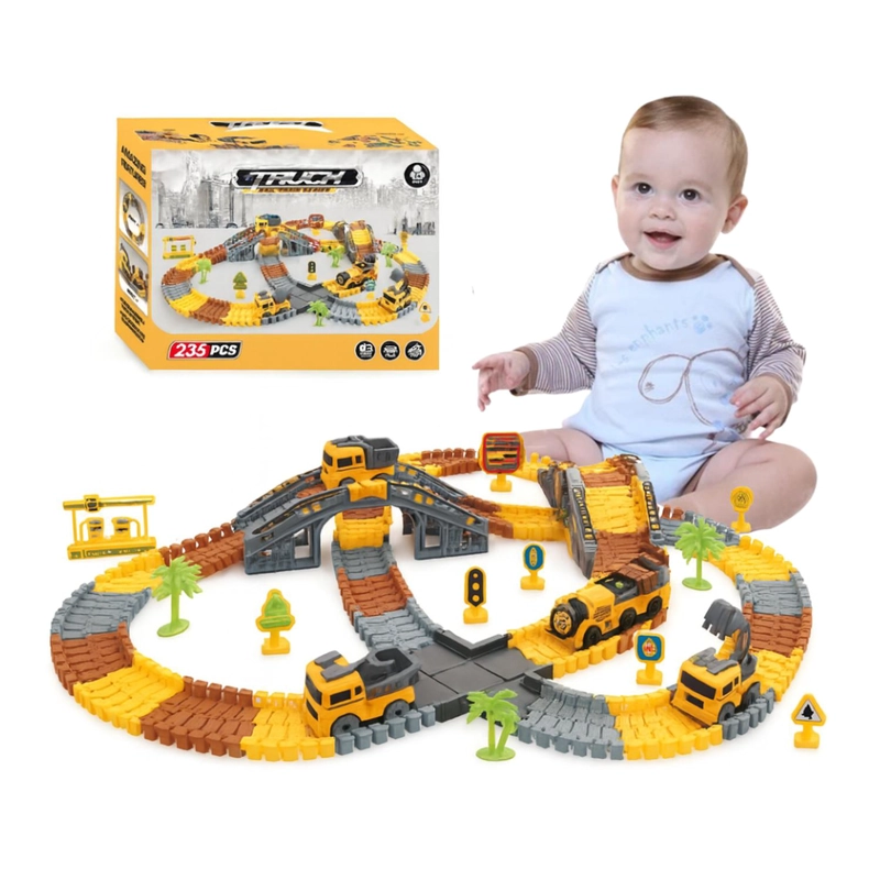PISTA DE CARRERAS JUGUETE CAMION DE CONSTRUCCION 235 PIEZAS - 2