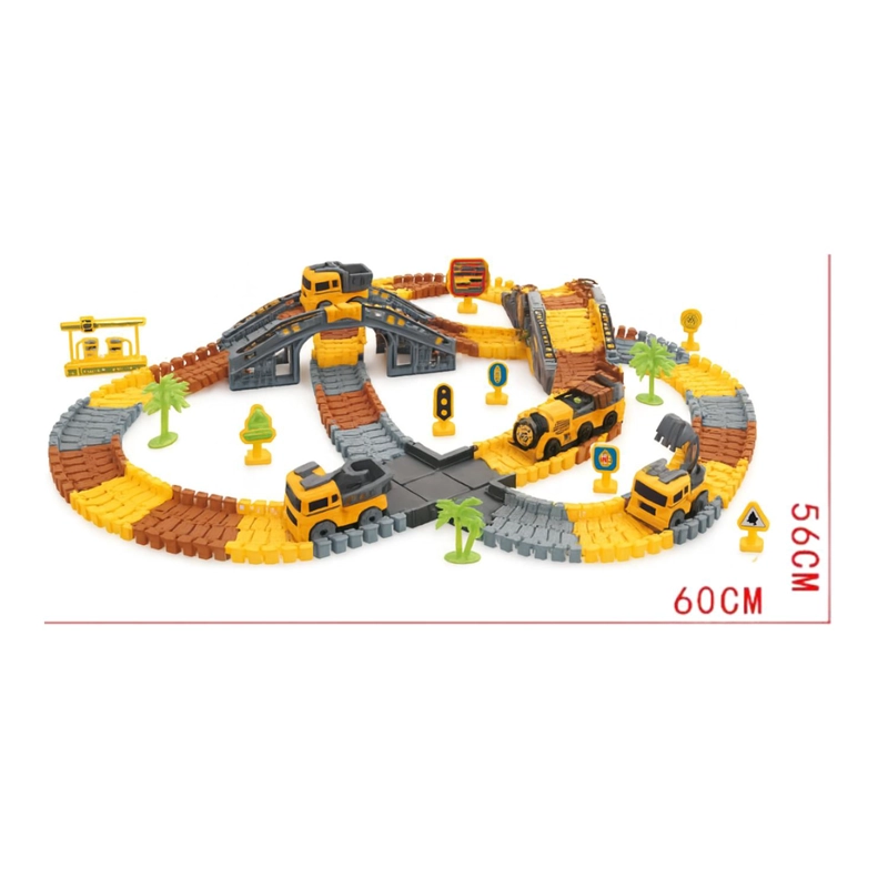 PISTA DE CARRERAS JUGUETE CAMION DE CONSTRUCCION 235 PIEZAS - 7
