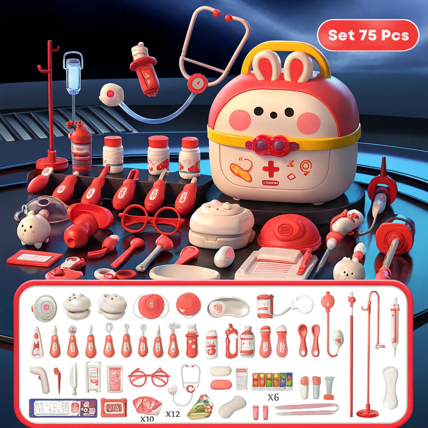MALETIN MEDICO INFANTIL SET DOCTOR CON 75 PIEZAS JUGUETE - 2