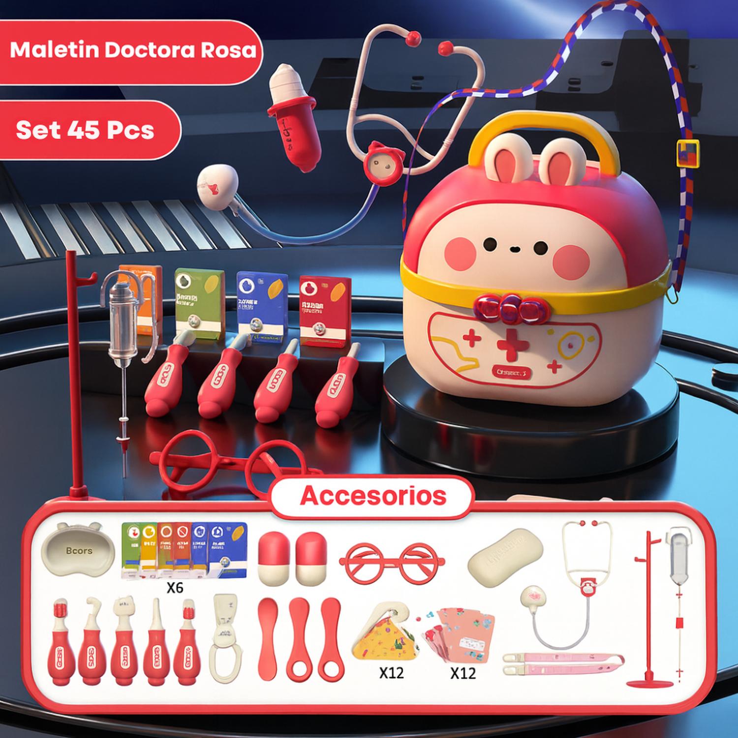 MALETIN MEDICO INFANTIL SET DOCTOR CON 45 PIEZAS JUGUETE - 2