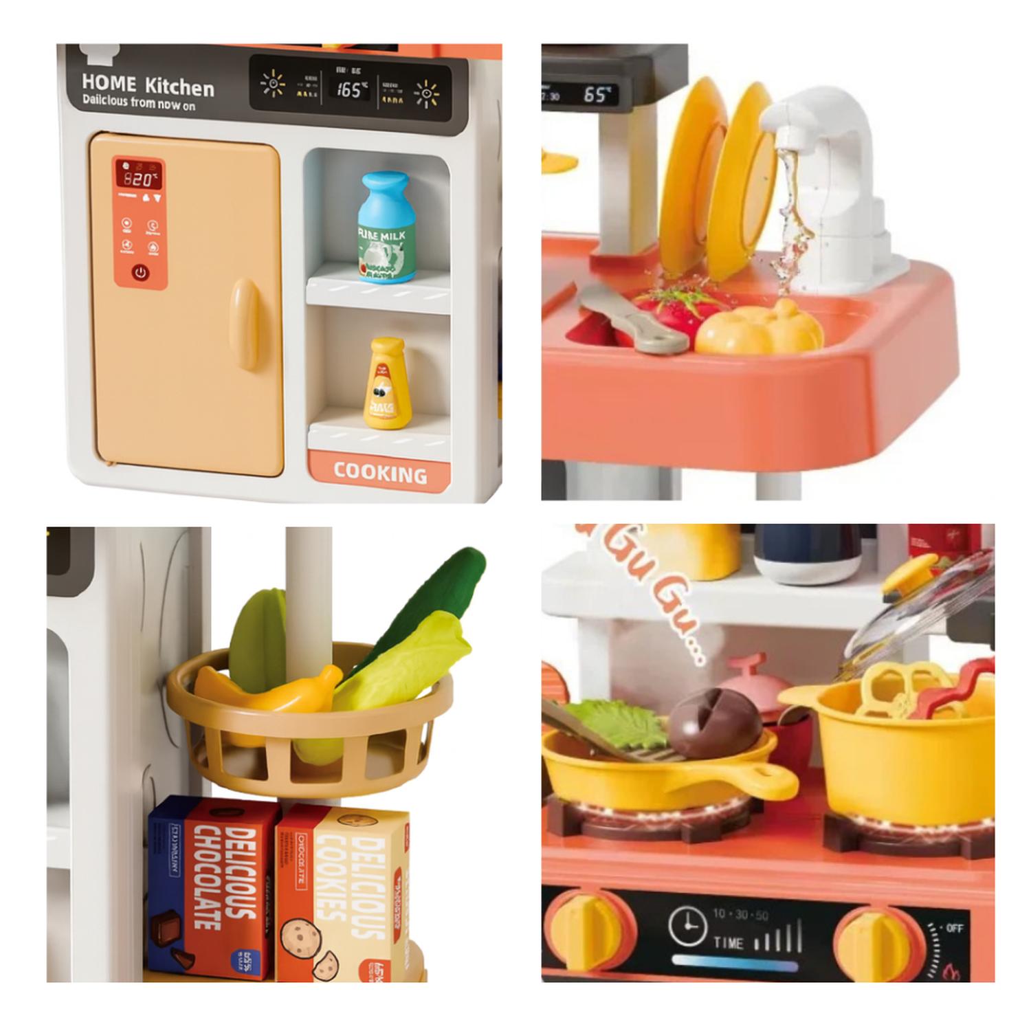 COCINA DE JUGUETE GRANDE PARA NIÑOS 68 CM AGUA VAPOR SONIDO - 4