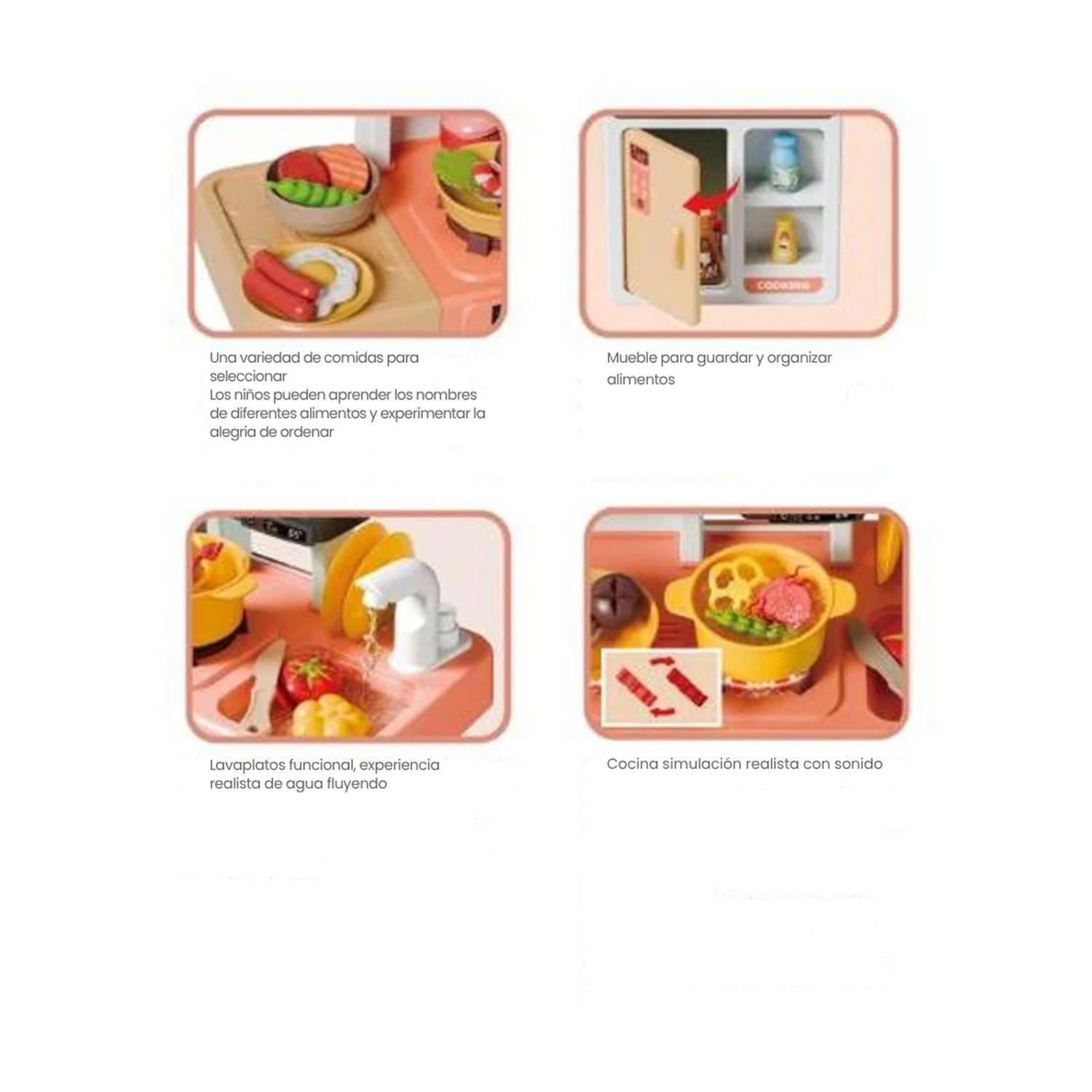 COCINA DE JUGUETE GRANDE PARA NIÑOS 68 CM AGUA VAPOR SONIDO - 7