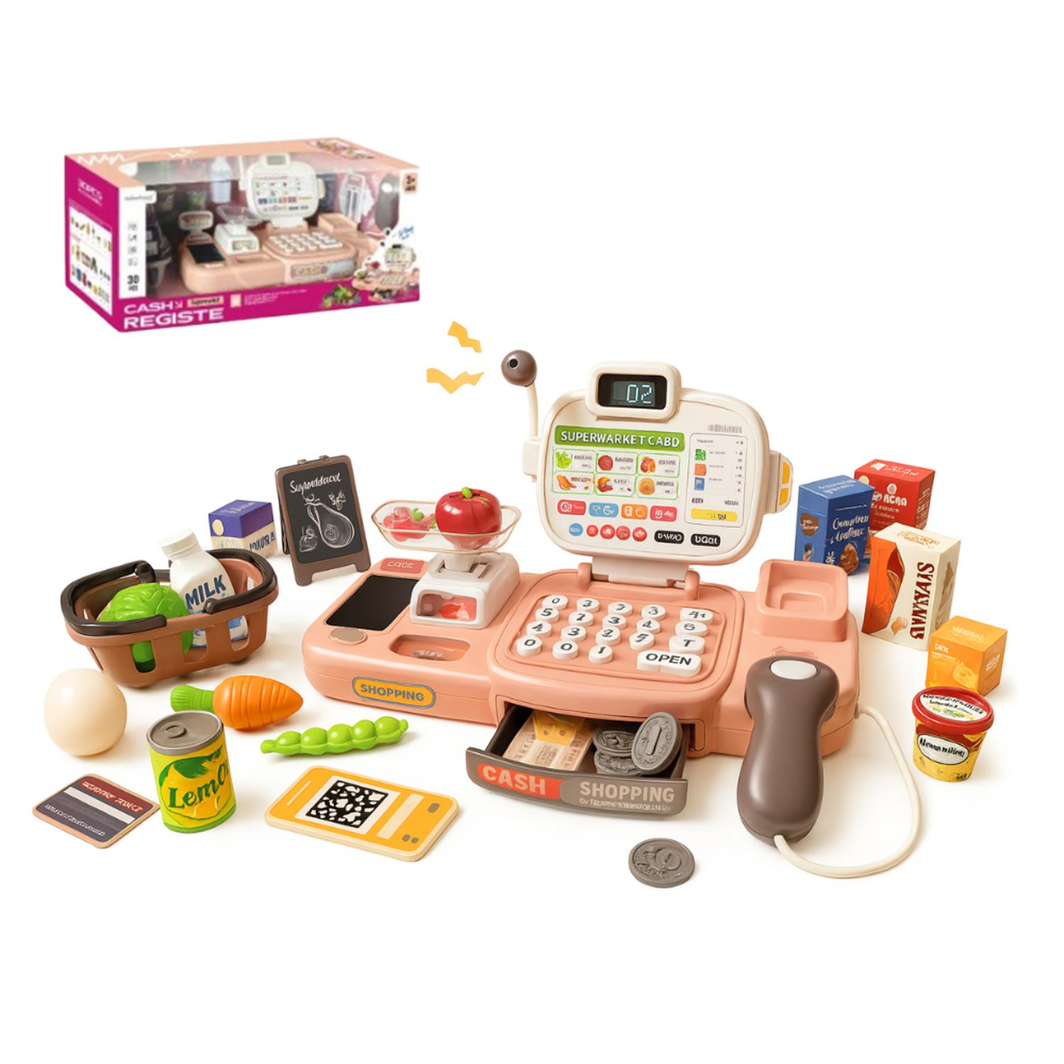 CAJA REGISTRADORA JUGUETE INFANTIL SUPERMERCADO ALIMENTOS - 1