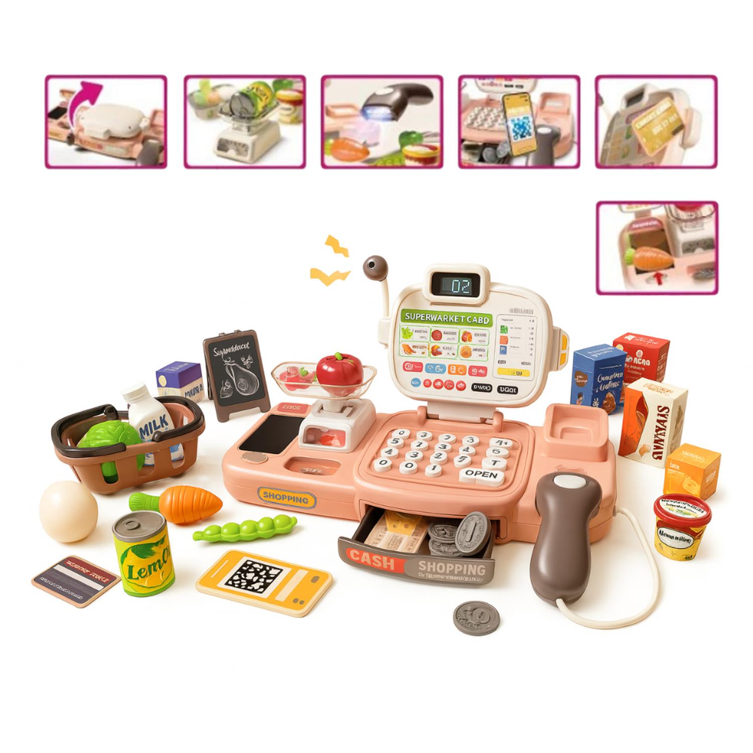 CAJA REGISTRADORA JUGUETE INFANTIL SUPERMERCADO ALIMENTOS - 3