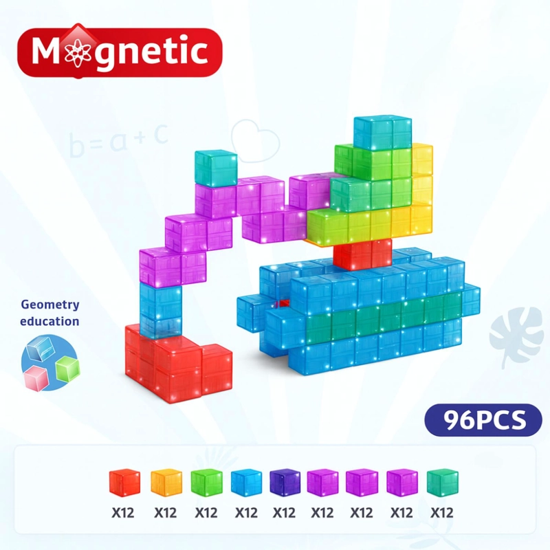 SET JUEGO DE BLOQUES MAGNETICOS 96 PIEZAS CONSTRUCCION NIÑOS - 2