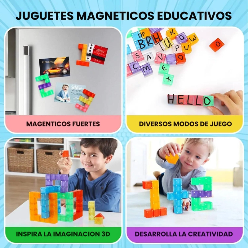 SET JUEGO DE BLOQUES MAGNETICOS 96 PIEZAS CONSTRUCCION NIÑOS - 4