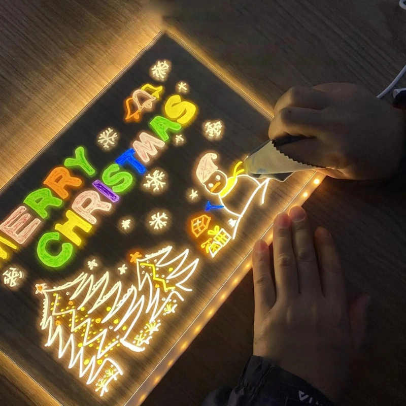 PIZARRA MAGICA LUZ LED ACRILICA TRANSPARENTE PARA DIBUJO - 5
