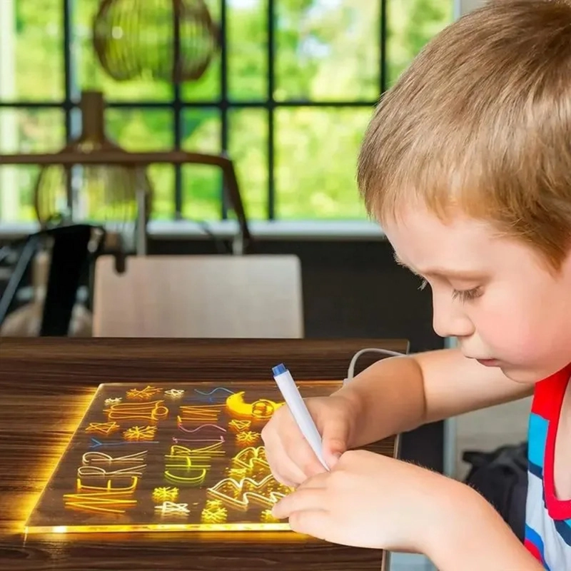 PIZARRA MAGICA LUZ LED ACRILICA TRANSPARENTE PARA DIBUJO - 7