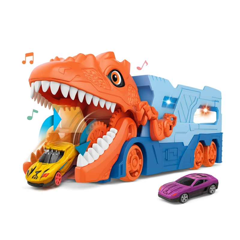 CAMION TRANSPORTADOR PORTA AUTITOS INFANTIL DINOSAURIO JUEGO - 1