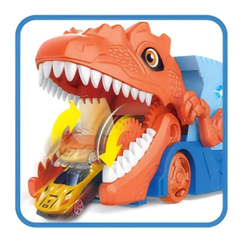 CAMION TRANSPORTADOR PORTA AUTITOS INFANTIL DINOSAURIO JUEGO - 4
