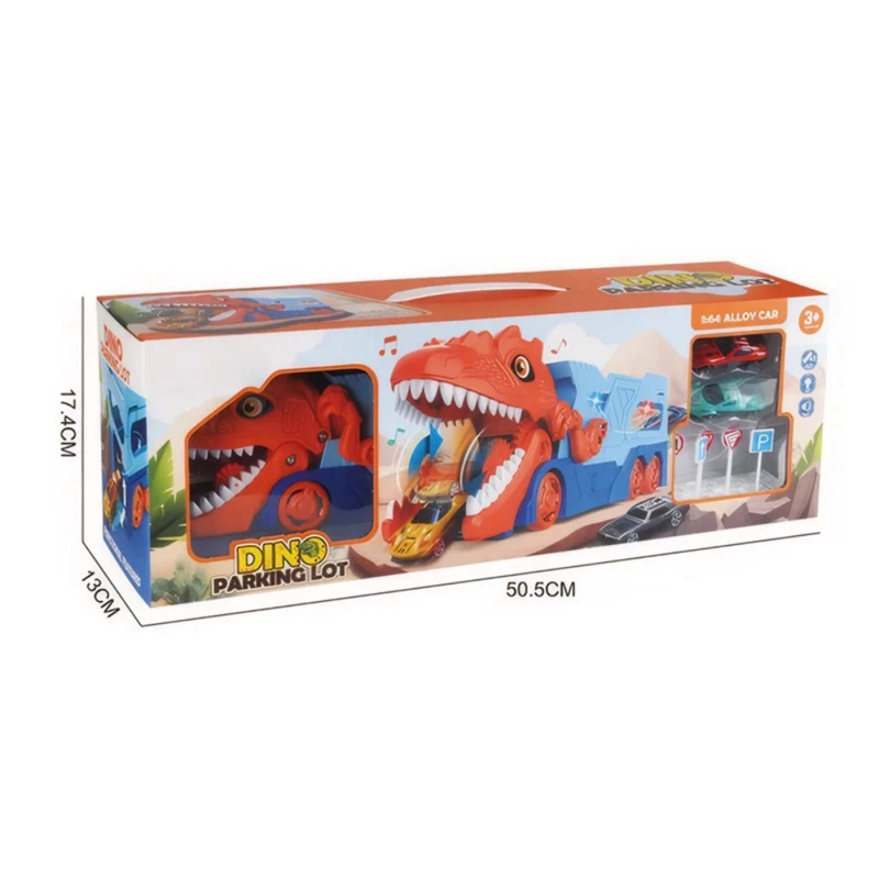 CAMION TRANSPORTADOR PORTA AUTITOS INFANTIL DINOSAURIO JUEGO - 7