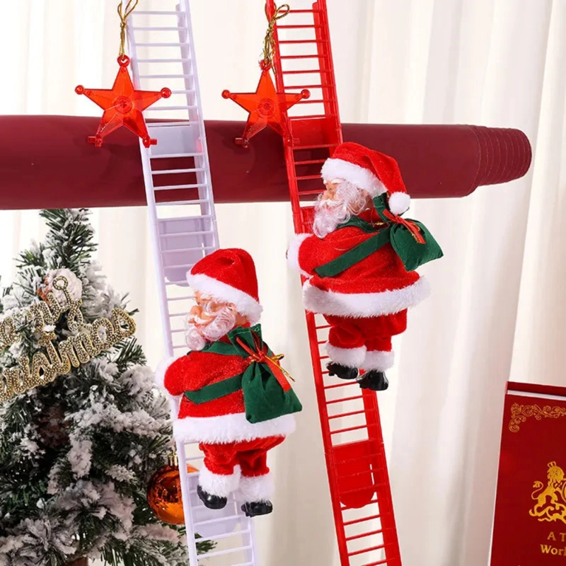VIEJO PASCUERO SANTA SUBE Y BAJA ESCALERA DECORACION NAVIDAD - 6