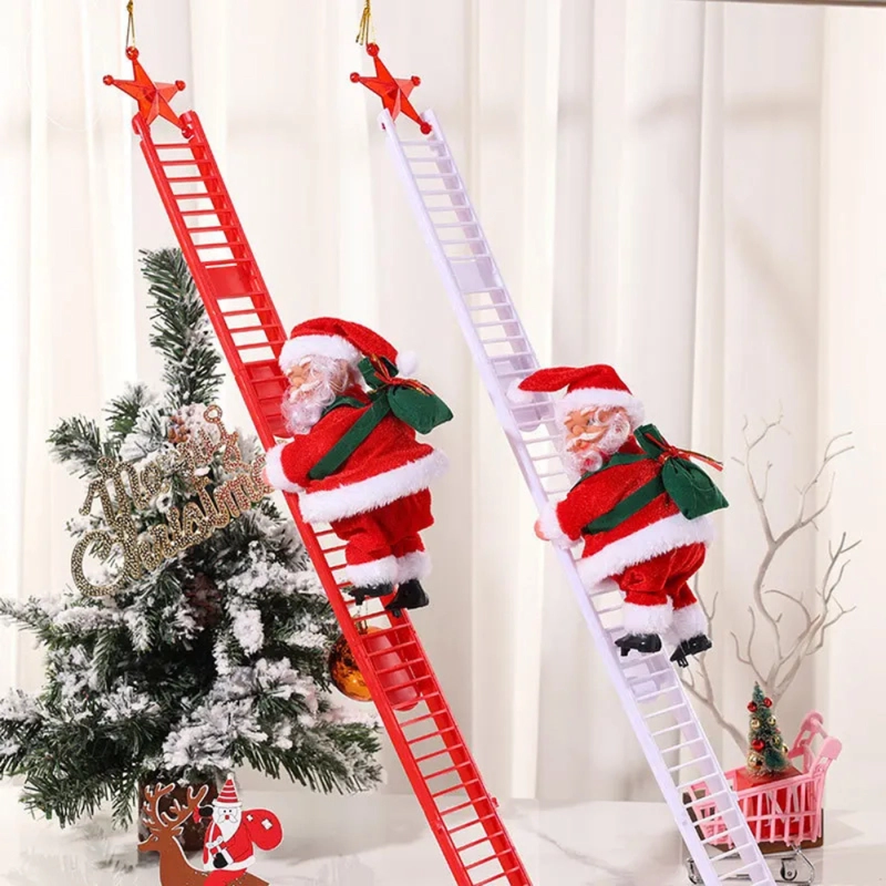 VIEJO PASCUERO SANTA SUBE Y BAJA ESCALERA DECORACION NAVIDAD - 7