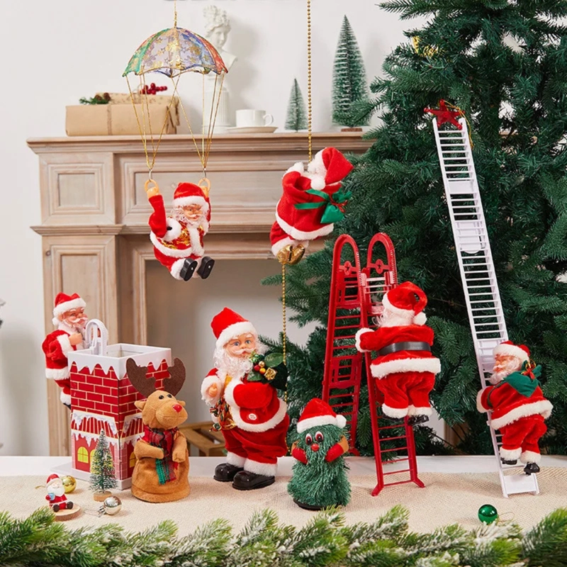 VIEJO PASCUERO SANTA SUBE Y BAJA ESCALERA DECORACION NAVIDAD - 8