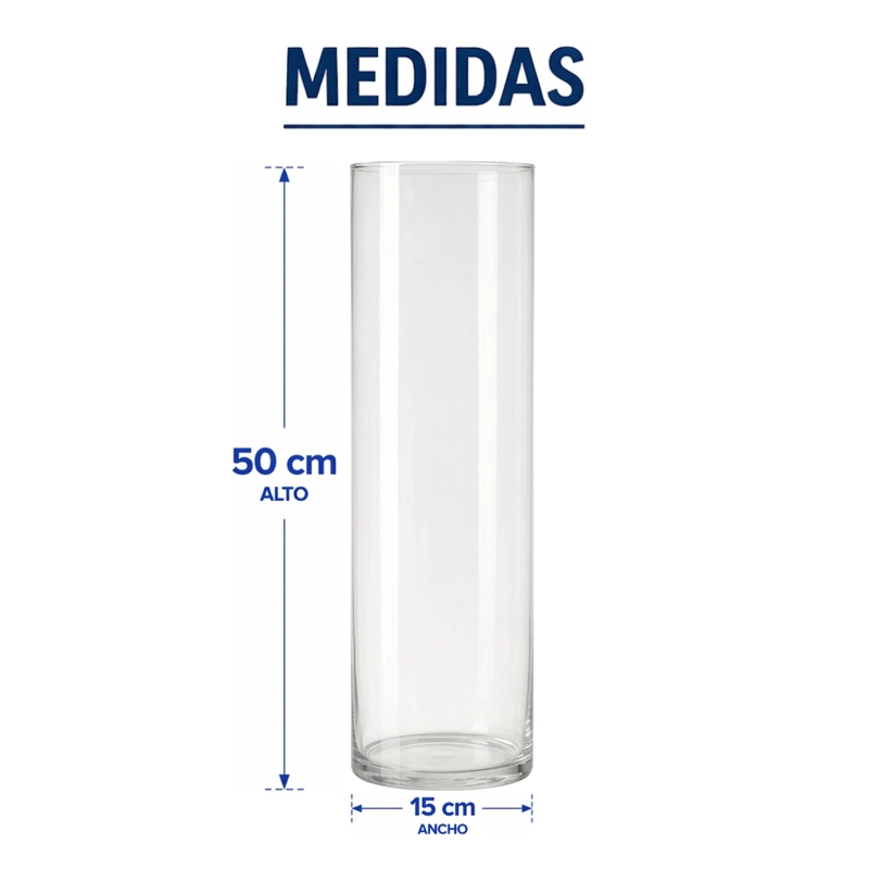 FLORERO DE VIDRIO ALTO CILINDRICO TRANSPARENTE JARRON L - 9