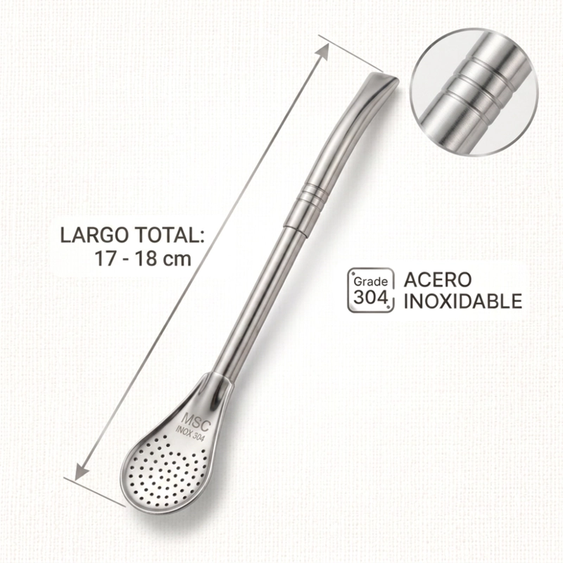 BOMBILLA PARA MATE DE ACERO INOXIDABLE - 8