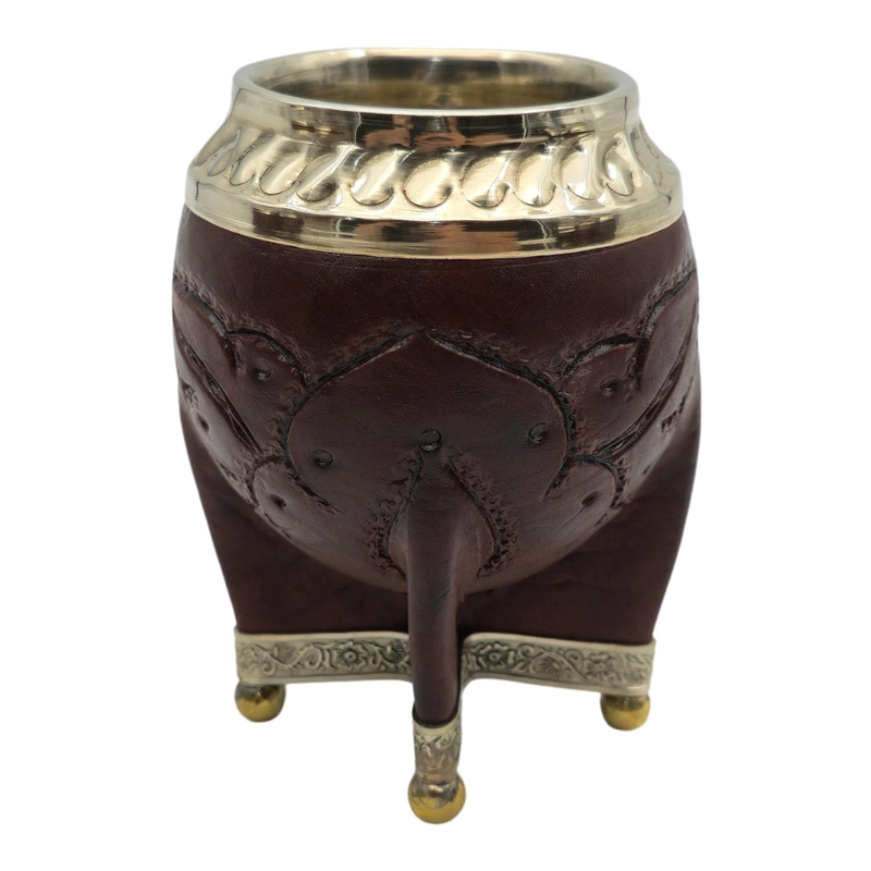 MATE TORPEDO BORRAVINO DE CALABAZA CON VIROLA CINCELADA TAMAÑO HOJA - 1