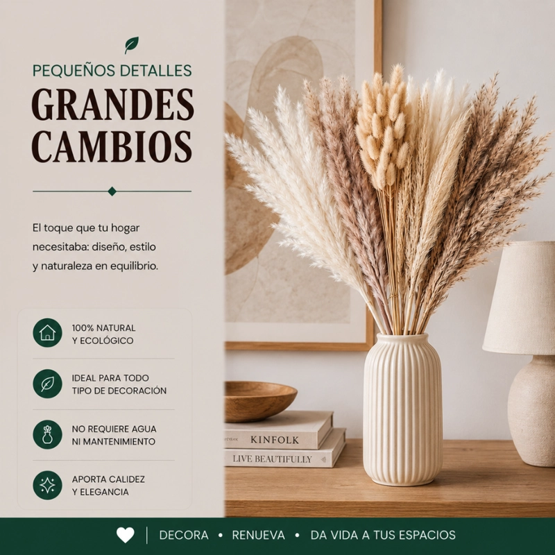 RAMO DE FLORES SECAS PAMPAS GRASS Y COLA DE ZORRO BOHO - 5