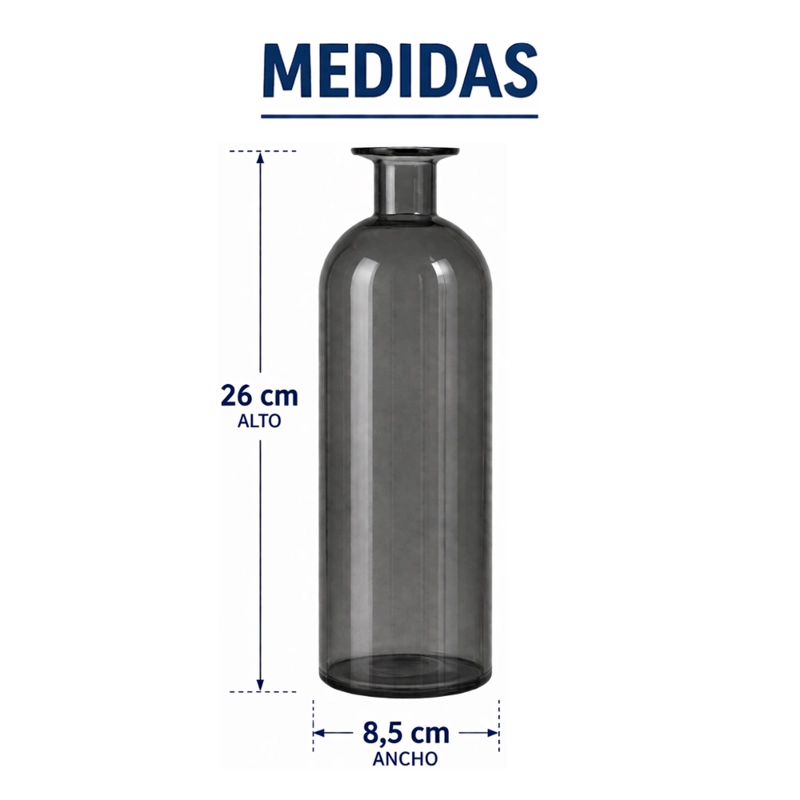 FLORERO BOTELLA DE VIDRIO DECORATIVO CRISTAL OSCURO L - 9
