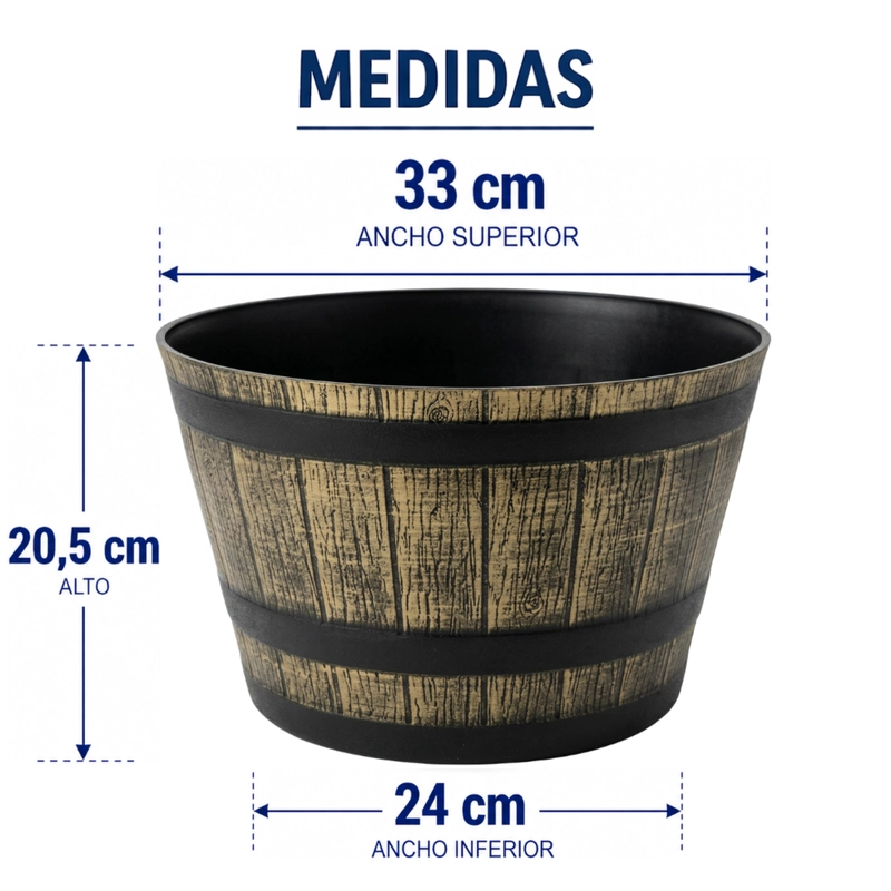 SET 2 MACETERO PLASTICO DISEÑO EFECTO BARRIL MACETA S - 8
