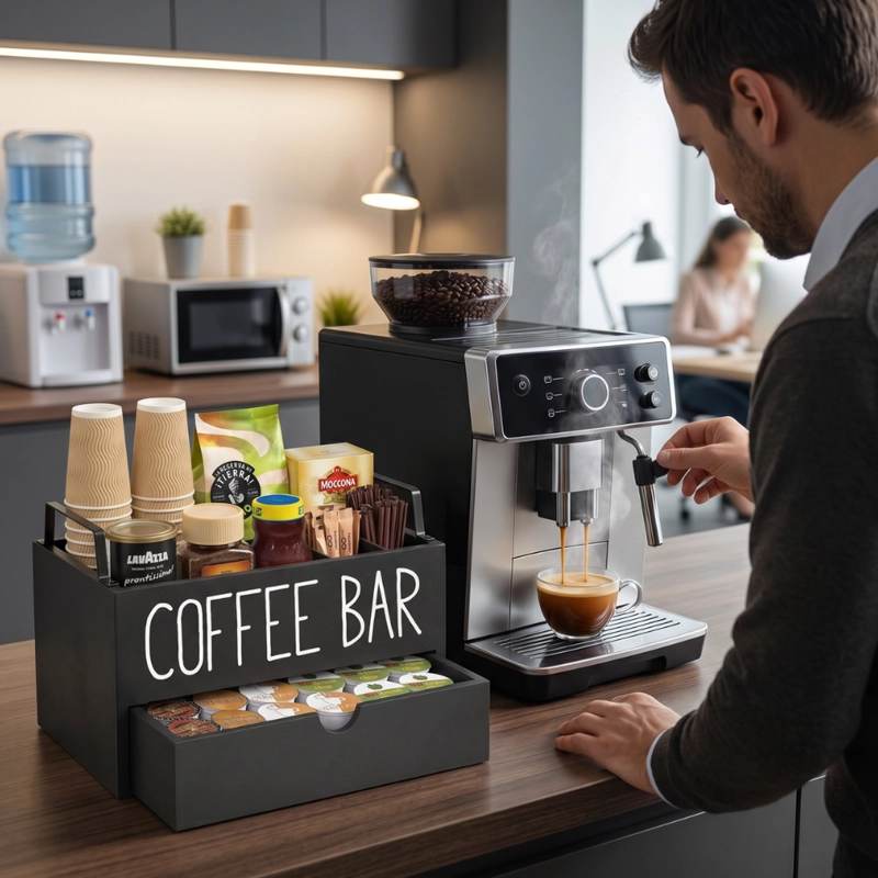CAJA DE TE  COFFEE BAR ORGANIZADOR ESTACION DE CAFE  CON CAJON - 3