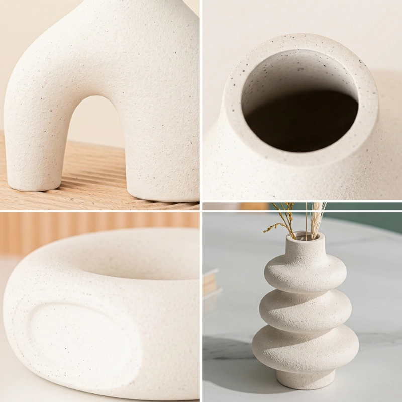 SET 3 FLOREROS DE CERAMICA DECORATIVOS ESTILO NORDICO HOGAR - 4
