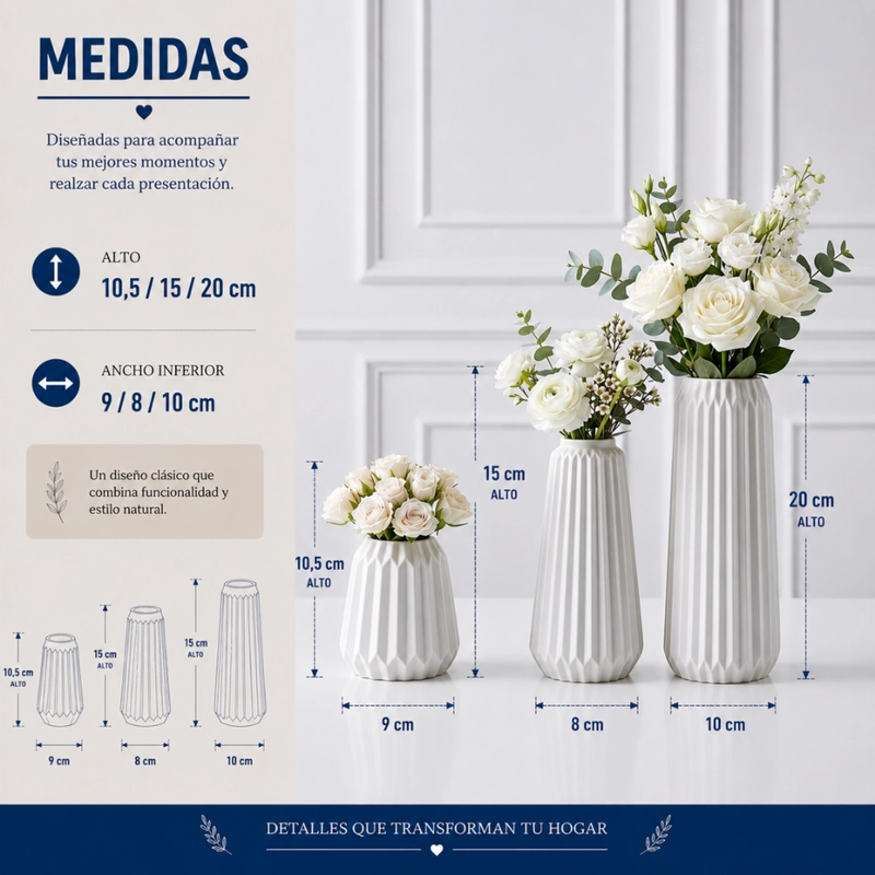 SET 3 FLOREROS DE CERAMICA MODERNOS MINIMALISTAS HOGAR - 7