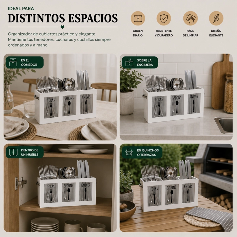 ORGANIZADOR DE SERVICIOS PORTA SERVICIOS CUBIERTOS DE COCINA - 6
