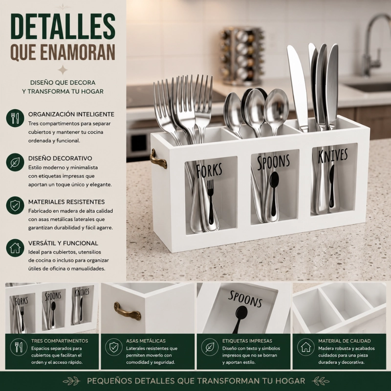 ORGANIZADOR DE SERVICIOS PORTA SERVICIOS CUBIERTOS DE COCINA - 8