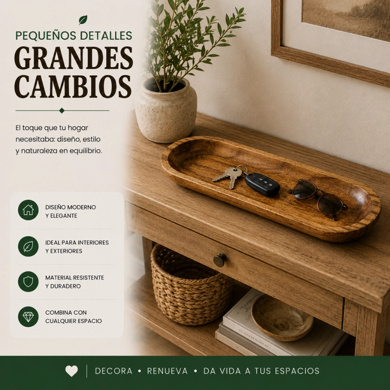 BANDEJA DE MADERA RUSTICA PREMIUM MULTIUSO DECORATIVA M - 4