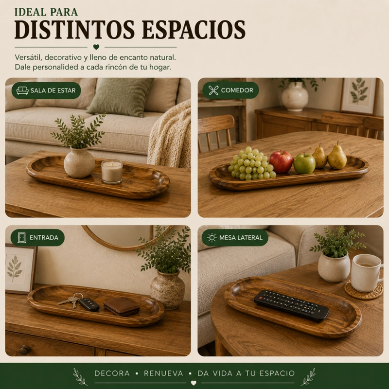 BANDEJA DE MADERA RUSTICA PREMIUM MULTIUSO DECORATIVA M - 6