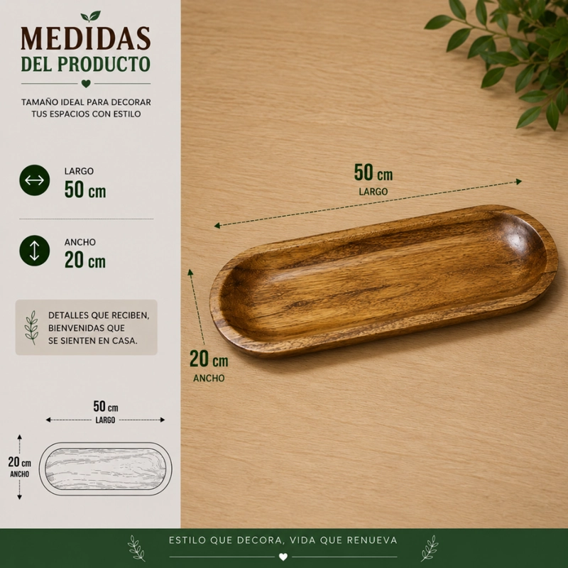 BANDEJA DE MADERA RUSTICA PREMIUM MULTIUSO DECORATIVA M - 7