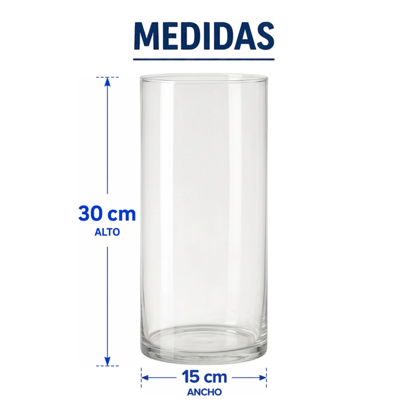 FLORERO DE VIDRIO ALTO CILINDRICO TRANSPARENTE JARRON M - 9