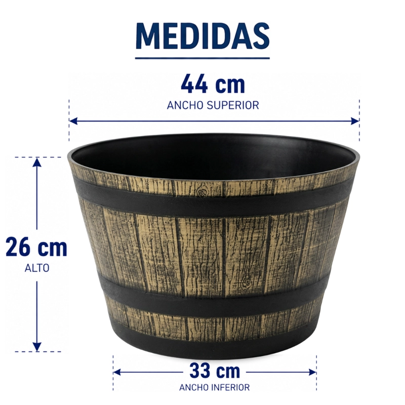 SET 2 MACETERO PLASTICO DISEÑO EFECTO BARRIL MACETA L - 8