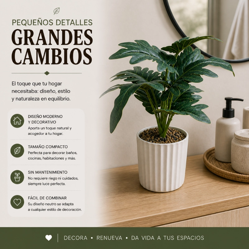SET 3 PLANTAS ARTIFICIALES DECORATIVA ESTILO TROPICAL HOGAR - 4
