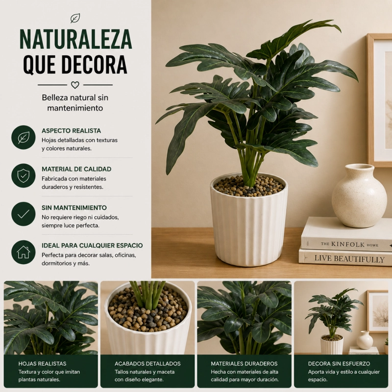 SET 3 PLANTAS ARTIFICIALES DECORATIVA ESTILO TROPICAL HOGAR - 8