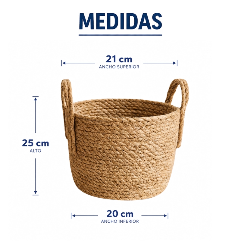 CANASTO CESTA DE YUTE TEJIDO ESTILO RUSTICO CON ASAS S - 9