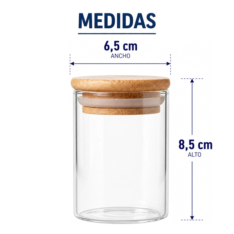 SET 6 FRASCOS DE ESPECIAS CONDIMENTOS CON TAPA BAMBU COCINA - 8
