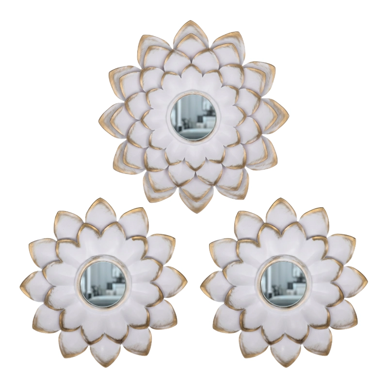 SET 3 MARCOS DE ESPEJOS FLOR DE LOTO BLANCO DECO GRANDE - 1